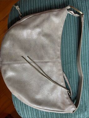 HOBO Metallic Silver Crescent Shoulder Bag